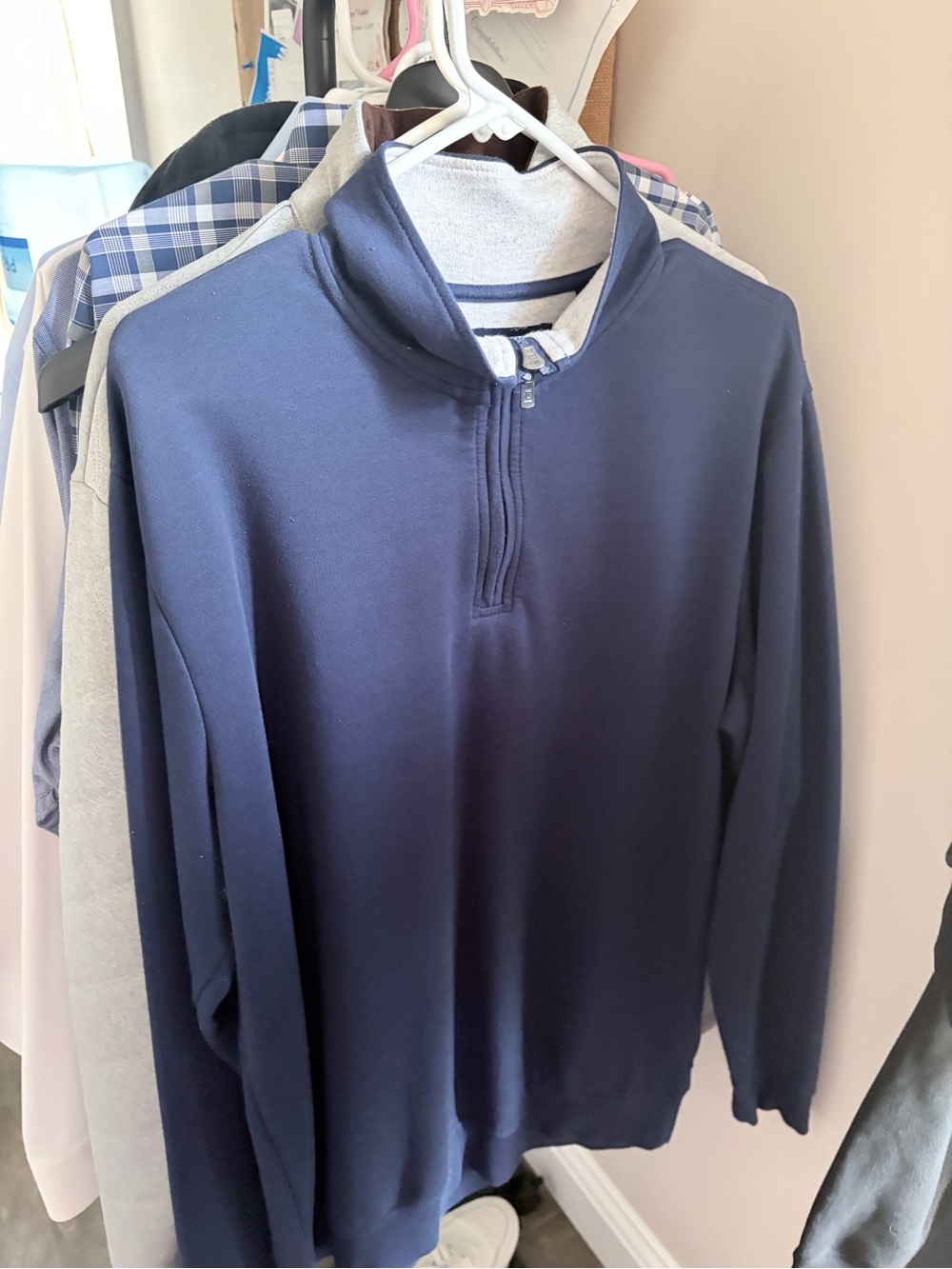 Chaps Navy Blue Quarter-Zip Pullover Sweatshirt